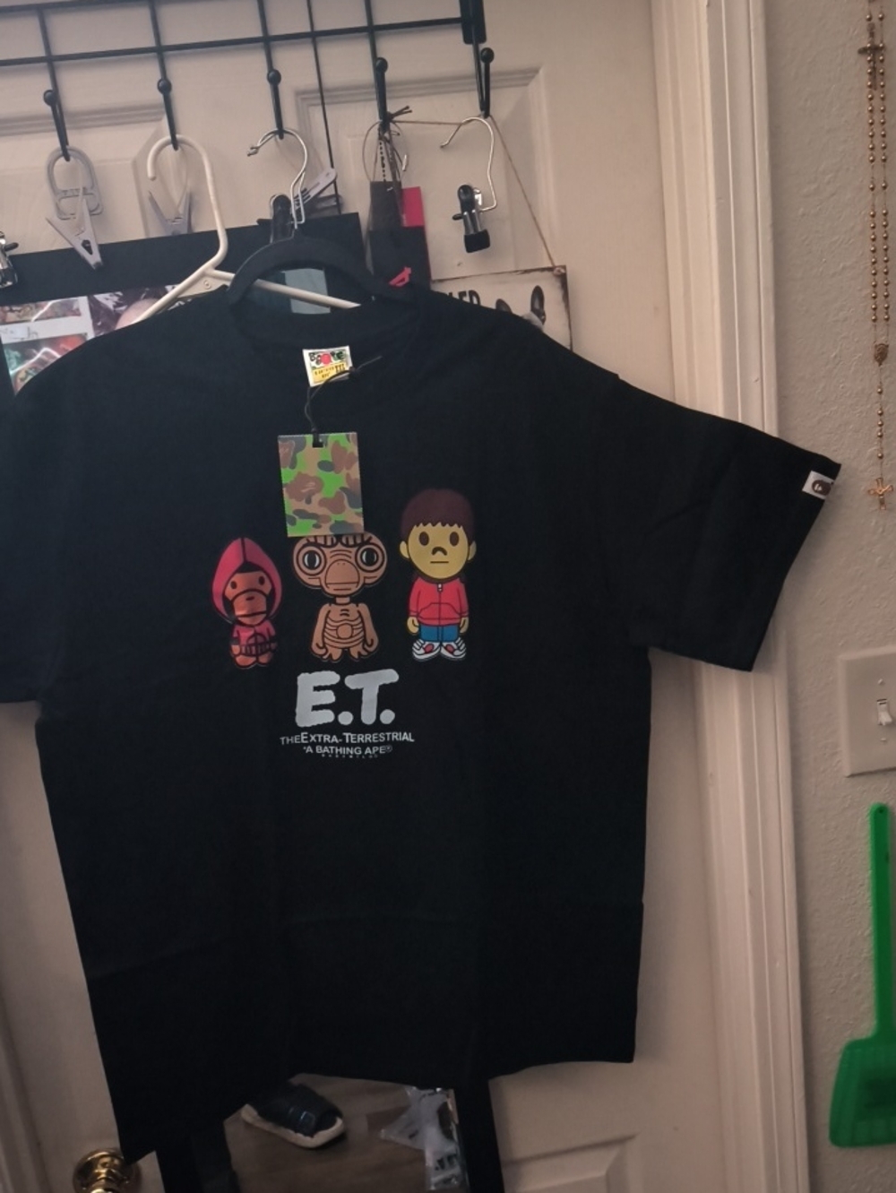 Mens 2XL Runs Small XL Black E.T. Bape Baby Milo Shirt